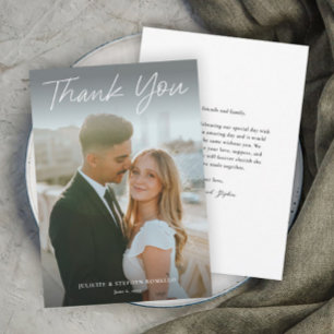 Modern Script Simple Photo Wedding Thank You Card