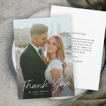 Modern Script Simple Photo Wedding Thank You Invitation<br><div class="desc">Modern Script Simple Photo Wedding Thank You Card. Click the edit button to personalise this design to fit your needs.</div>