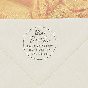 Modern Script Simple Round Return Address Rubber Stamp