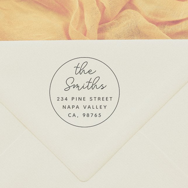 Modern Script Simple Round Return Address Rubber Stamp (Creator Uploaded)