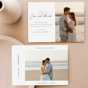 Modern Script Simple Wedding Photo Budget Thank You Card