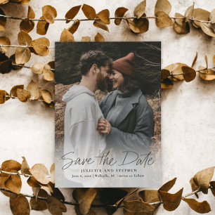 Modern Script Simple Wedding Photo Save The Date