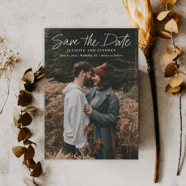 Modern Script Simple Wedding Photo  Save The Date (Creator Uploaded)
