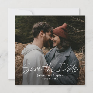 Modern Script Simple Wedding Photo Save The Date