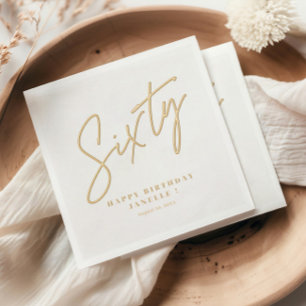 Modern Script Sixty 60th Birthday Foil Napkins