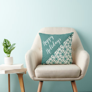 Modern Script Snowflakes Christmas Holiday Cushion