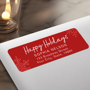Modern Script Snowflakes Holidays Return Address
