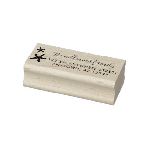Modern Script Starfish Return Address Rubber Stamp