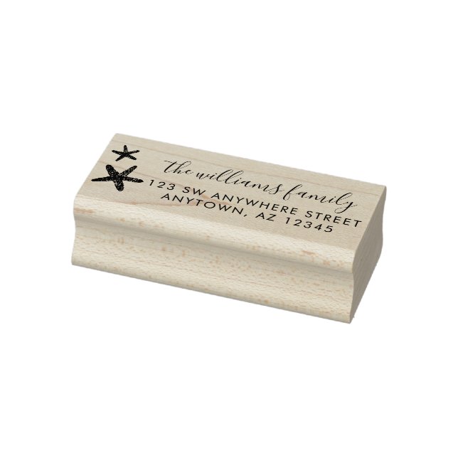 Modern Script Starfish Return Address Rubber Stamp (Stamp)