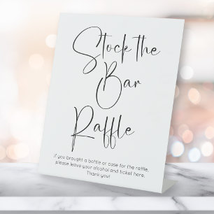 Modern Script Stock the Bar Raffle Pedestal Sign