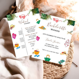 Modern script summer bachelorette weekend invitation