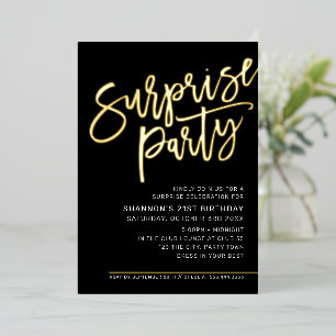 MODERN SCRIPT surprise birthday party black gold F