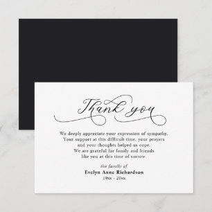 Modern Script Sympathy Acknowledgement Thank You Card