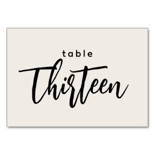 Modern Script Table 13 Thirteen Off-White Wedding Table Number