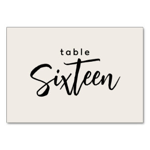 Modern Script Table 16 Sixteen Off-White Wedding Table Number