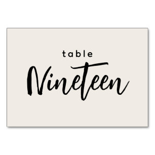 Modern Script Table 19 Nineteen Off-White Wedding Table Number
