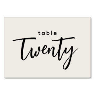 Modern Script Table 20 Twenty Off-White Wedding Table Number