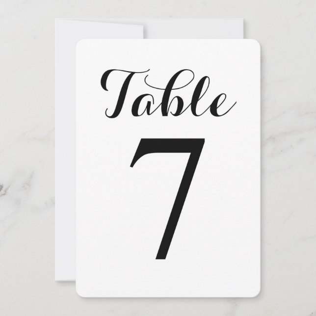Modern Script Table 7 | Table Numbers Card (Front)