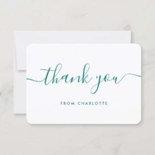 Modern Script Teal Wedding Shower Birthday Thank You Card