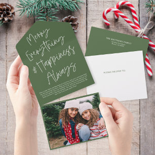 Modern Script Tear Away Photo Holiday Card