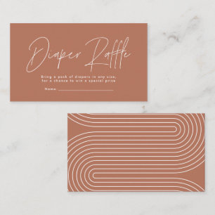 modern script terracotta baby shower diaper raffle card