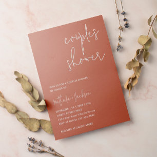 Modern Script Terracotta Couple Bridal Shower Invitation