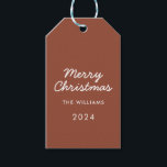 Modern Script Terracotta Merry Christmas Custom Gift Tags<br><div class="desc">Modern Script Terracotta Merry Christmas Custom Gift Tags</div>