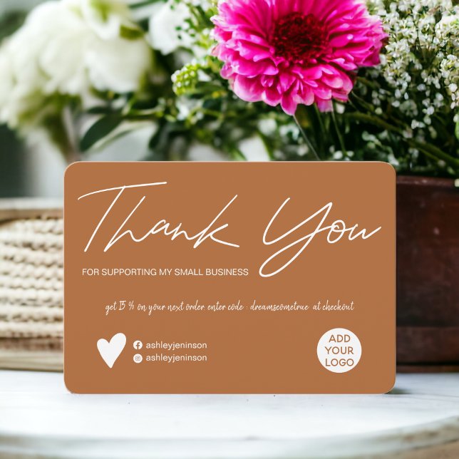 Modern script terracotta order thank you card (Modern script terracotta order thank you)