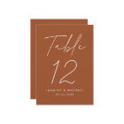 Modern Script Terracotta Wedding Table Number Card