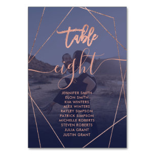 Modern script terrarium navy photo wedding table number