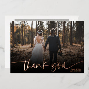 Modern script thank you 2 photos wedding