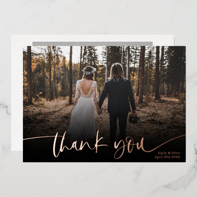 Modern script thank you 2 photos wedding (Front/Back)