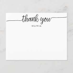 Modern Script Thank You Flat Note Card