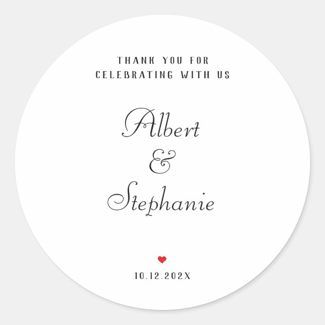 Modern Script Thank You For Celebrating With Us Classic Round Sticker (Front)
