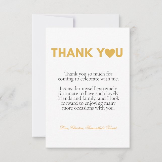 Modern script thank you message note card (Front)