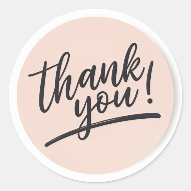 Modern Script "Thank You" Round Sticker – Elegant  (Front)
