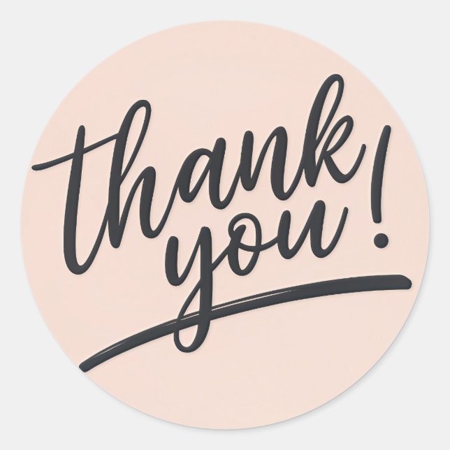 Modern Script "Thank You" Round Sticker – Elegant  (Front)