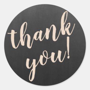 Modern Script Thank You Simple Blackboard Classic Round Sticker
