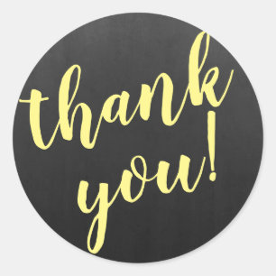 Modern Script Thank You Simple Blackboard Classic Round Sticker