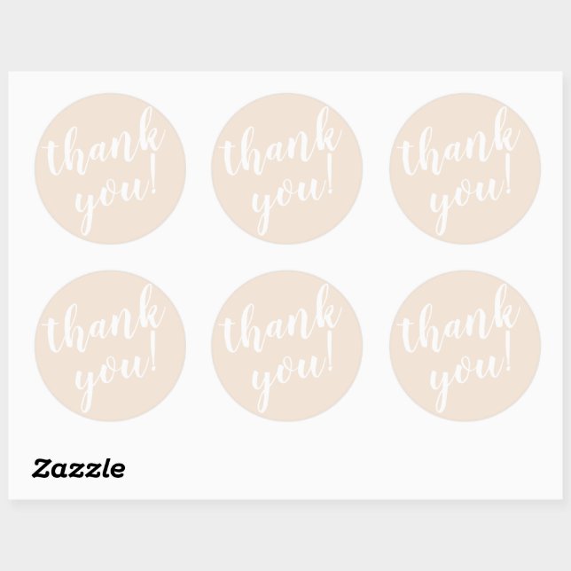 Modern Script Thank You Simple Blush Classic Round Sticker (Sheet)