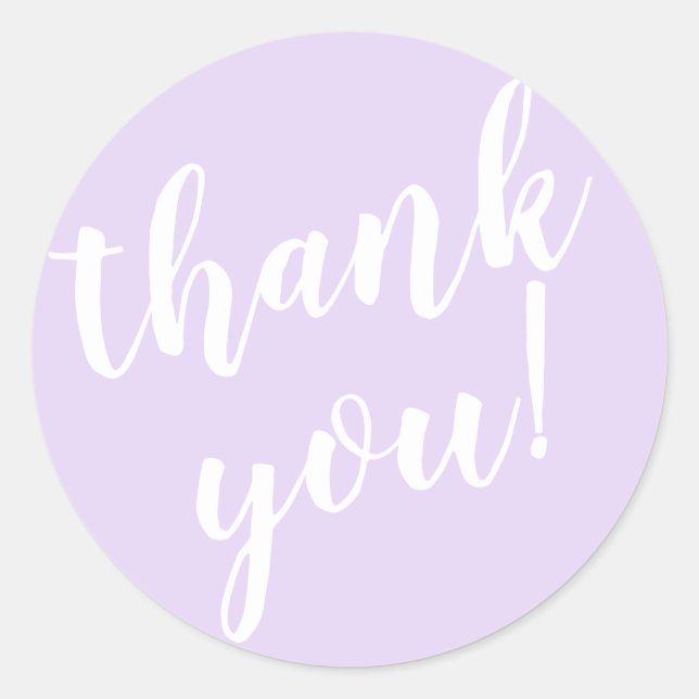 Modern Script Thank You Simple Blush Purple Classic Round Sticker (Front)