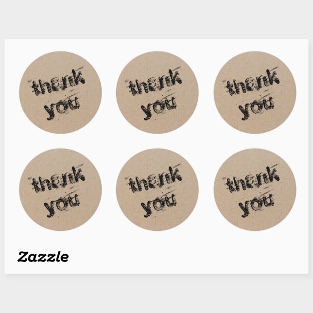 Modern Script Thank You Simple Cardboard Classic R Round Sticker (Sheet)