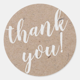 Modern Script Thank You Simple Craft Rustic Classic Round Sticker