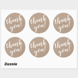 Modern Script Thank You Simple Craft Rustic Classic Round Sticker