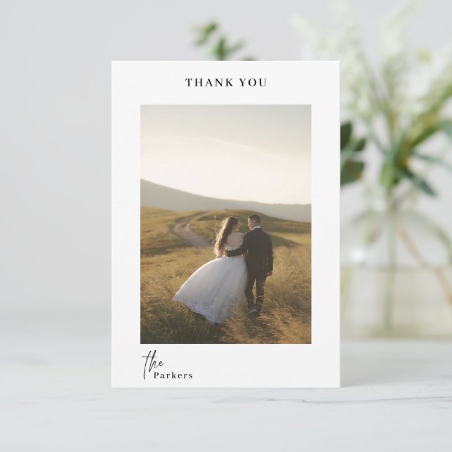 Modern Script Thank You Wedding Card (Standing Front)