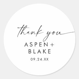 Modern Script Thank You Wedding Favour Sticker