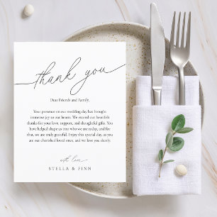 Modern Script Thank You Wedding Place Card