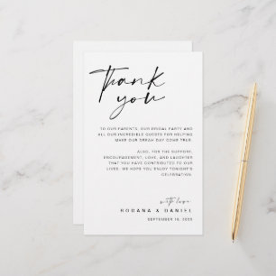 Modern Script Thank You Wedding Reception Card