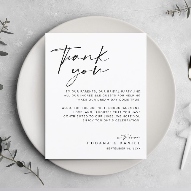 Modern Script Thank You Wedding Reception Card (Modern Script Thank You Wedding Reception Card)