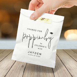 Modern Script Thanks for Popping by Graduation Favour Bags